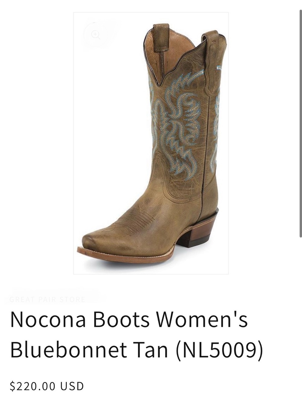 Nocona cowboy bluebonnet boots